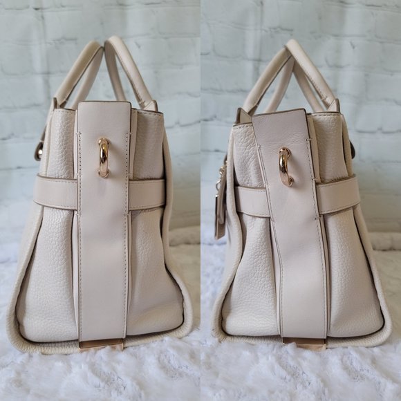 COACH Swagger Carryall Pebbled White Leather Top Handle Bag Gold - Picture 5 of 13